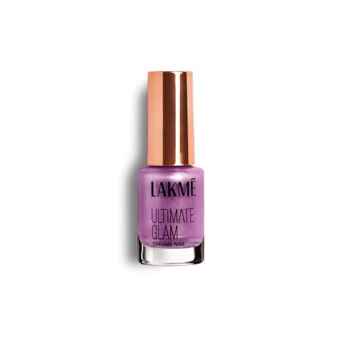 Image of LAKME Ultimate Glam Chrome Nail Paint, Fuschia, 6ml, for Stylish and Sassy Nails, with Metallic Brilliance, Quick Dry Formula, Glitter Nail Paint, for Women