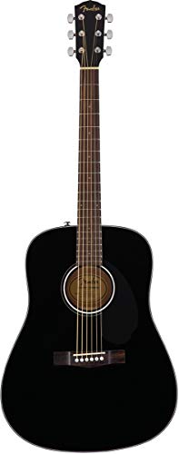 image for Fender CD-60S Solid Top Dreadnought Acoustic Guitar - Black Bundle wit