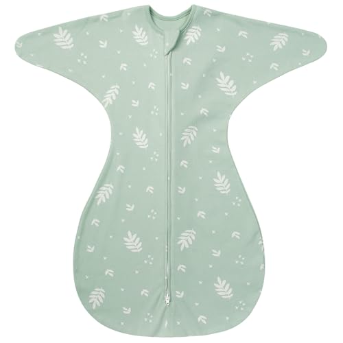 Image of ZIGJOY Baby Transitional Swaddles for Newborns: 0.5 Tog Arms Up Sleep Sack 3-6-12 Months Soft Cotton Shark Fin 2 Way Zipper