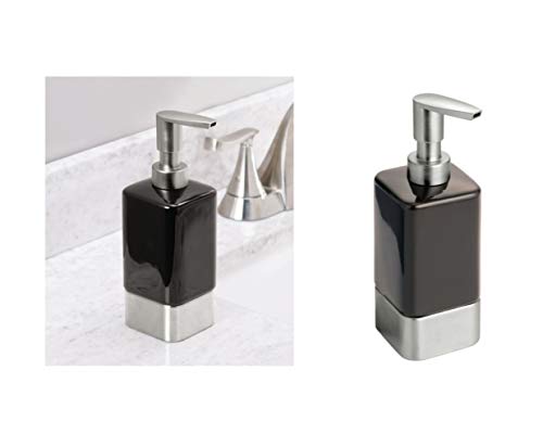 InterDesign Gia Ceramic Soap & Lotion Dispenser, for Kitchen or Bathroom Countertops - Cocoa/Brushed