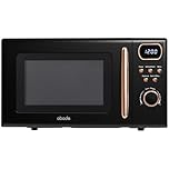Abode Retro Microwave 20 Litre Black with Rose Gold Accent Digital 800W, Mirror Finish, 8 Auto Cook Settings & Defrost, 5 Power Levels AMD2004BRG