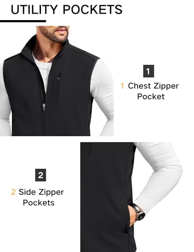 COOFANDY Mens Lightweight Softshell Vest Windproof Sleeveless Jacket Zip Up Fleece Lined Vest Outerwear for Golf Running4