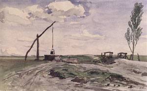 Peinture à l'huile Landscape with a Sweep-Pole Well pour sublimer la décoration de votre salon