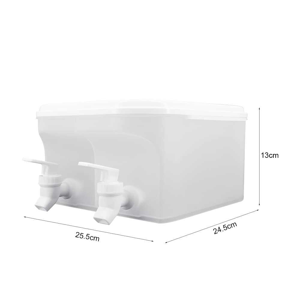 Distributeur d'eau de réfrigérateur de 5 L, distributeur de boissons en plastique étanche avec robinet, distributeur de boissons de grande capacité avec robinet(25,5 x 24,5 x 13 cm)