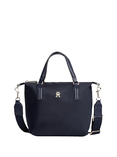 Tommy Hilfiger Sacola pequena Poppy com alça transversal removível, Azul espacial, One Size
