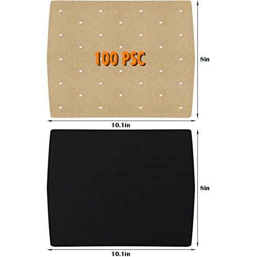 Image of WMKGG Unbleached Air Fryer Parchment Paper, 100 PCS Arc 8 inchx9.6 inch | Perforated Disposable Air Fryer Liners for Ninja Foodi Grill 5-in-1 AG301 4qt Air Fryer