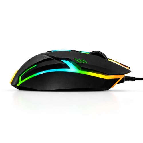 Image of PROSAC Ergonomic RGB Wired Mouse | 3-Button Optical Gaming Mouse | USB Plug & Play for Windows PC, Laptop, Mac & Desktop