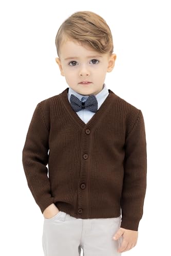 Image of Lilax Baby Boys Basic Long Sleeve V-Neck Classic Knit Cardigan Sweater