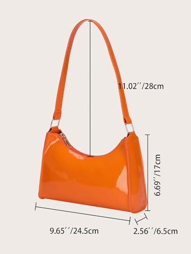 QWINEE Women's Artificial Patent Leather Tote Bag for Women Zipper Square Satchel Purse Ladies Shoulder Crossbody3