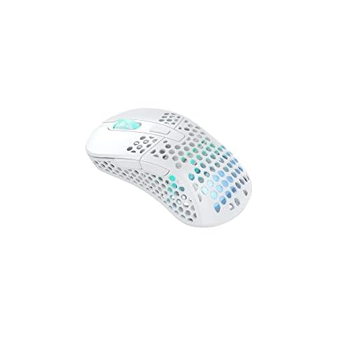 XTRFY M4 Wireless Ultra-light Gaming Mouse, RGB, Adjustable shape, 2.4 GHz Lag-Free Wireless, 75hrs Battery Life - White Cover
