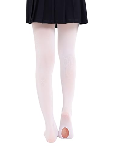 EVERSWE 2 Pairs Pack Women's Ballet Tights Ultra Soft Dance Leggings, Ladies' Convertible Transition Dance Tights (White,L/XL)