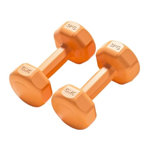 WLFKL Mancuerna Mancuernas De Plástico For Entrenamiento De Fuerza En Casa, Mancuernas Recubiertas De Goma For Músculos De Los Brazos Sostener Objetos Pesados(Orange,3kg)