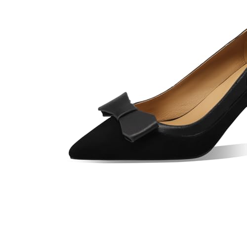TinaCus Women's Pointed Toe Handmade Bowknot Suede & Genuine Leather Stiletto Heels Pumps Shoes3