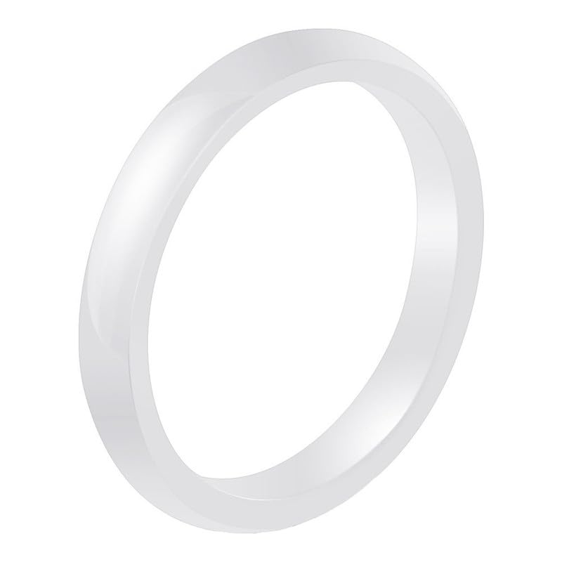 Joielavie Bague Anneau Céramique Blanche Demi Jonc 3MM Alliance Fiançailles Mariage Couple Bijoux Homme Femme Taille 51