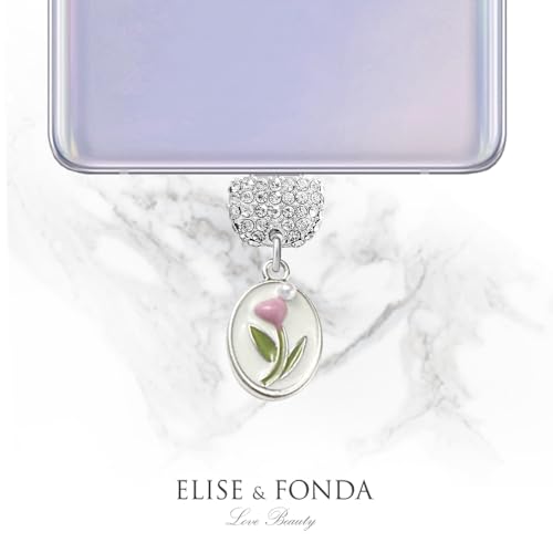 Cache poussière Type-C en forme de rose rose avec finition cristal - 4