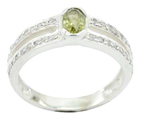 Bague verte naturelle en argent sterling 925 véritable pour femme éclatant