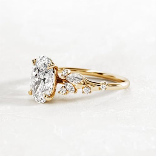 2 Ct Oval Cut Diamond Twig and Leaf Branch Solitaire Accent Engagement Ring For Women Jewelry 14k Gold Plated Unique Nature Inspired Ring 925 Sterling Silver Handmade Delicate Rustic Gift Ring2