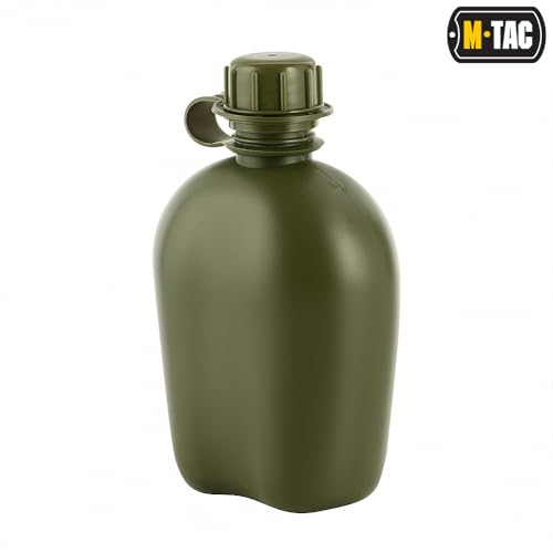 M-Tac Militär Feldflasche 1L – BPA-frei, Robuster Trinkflasche für Outdoor, Camping & Survival – Leicht, Spülmaschinenfest, Mikrowellengeeignet, Olive