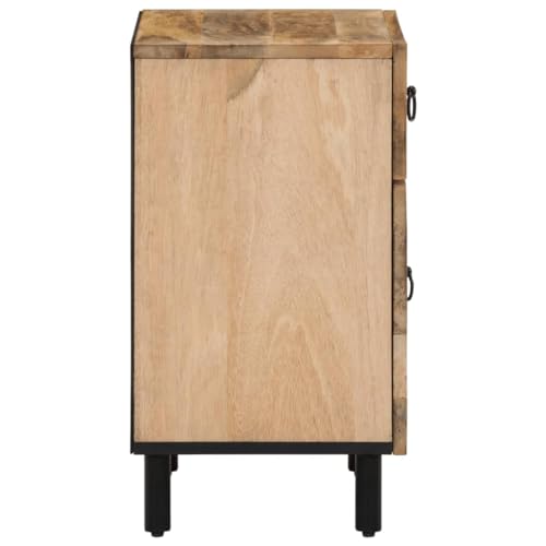 Table de chevet en bois massif Mango avec espace de rangement et style rétro