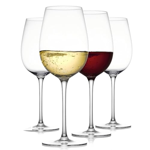 Image of Premium Wine Glasses 450ml, Set of 4 Long Wine, Burgundy Clear Glasses with Stem for Wedding Anniversary, Birthday, Gift (RKT-02, Set of 4)