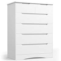 Blishom Cassettiera con 6 cassetti spaziosa, armadio con cassetti per soggiorno e camera da letto, design con maniglie nascoste, 40x70x110cm,Bianco