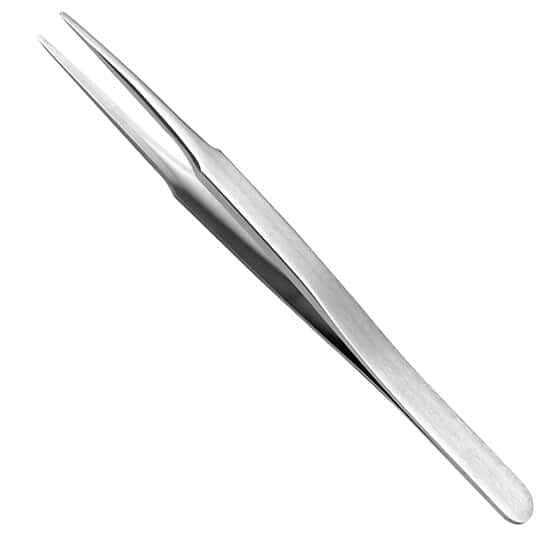 Cole-Parmer Essentials Precision Stainless Steel Tweezers, Flat Round Tips, 2A-SA, 120 mm