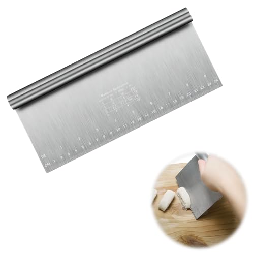 Ruvan Grattoir À Pâte, Coupe Pâte Boulangerie En Inox Avec Spatule, Pour Gâteaux, Cakes, Pizzas, Tartes, Dough(20 * 12 Cm)