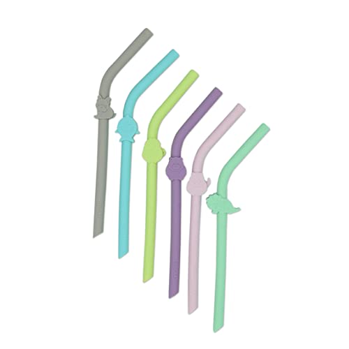 melii Reusable Silicone Animal Straws for Toddlers & Kids – BPA Free, Lead-Free, PVC Free, 6 Pack) Fun Animal Characters, Includes Cleaning Brush –Safe Drinking for Ages 12 Months +