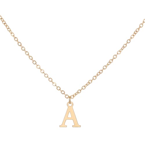 Rosoz Gold Initial Necklaces for Women, 18K Gold Plated Dainty Letter Necklace Tiny A-Z Pendant Choker Necklace Trendy Fashion Personalized Gift Name Necklace Jewelry Necklace for Women Gift (A., Gold)