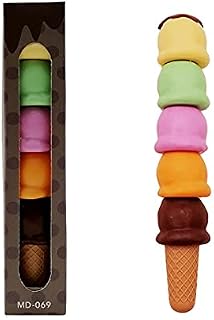 Highlighters Pastel Colours, 6 Colors Chisel Tip Marker Pen, Assorted Colors, Water Based, Quick Dry (Ice cream shape)