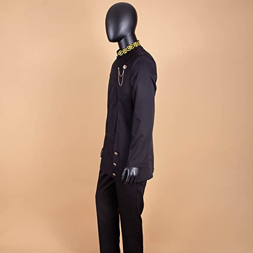 Men's 2 Pieces Suit Elegant Single Breated Slim Fit Embroidery Blazer Pants Set African Clothes Wedding4