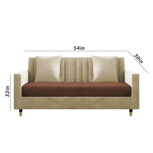 Image of Casaliving Garcia 3+2+1 Seater Sofa Set for Living Room (Cream Brown Colour) Premium Fabric Sofa