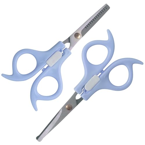 Ergonomic Safety-Lock Hair Scissor Set – Professional Precision Cutting & Thinning Shears with Secure Slide Lock for Children and Adult - Blue