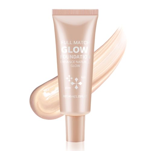 Boobeen Flüssigfoundation Makeup, wasserfeste taufrische Foundation mit leichtem Schimmer, Illuminator Highlighter, leuchtende Seidenfoundation zur Verbesserung des natürlichen Hautglanzes