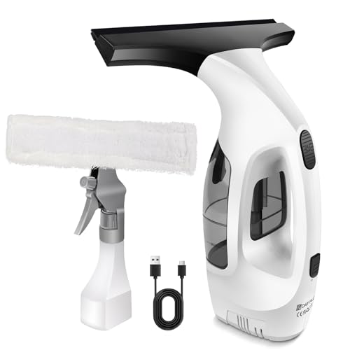 Akku Fenstersauger | Elektrischer Glasreiniger mit 2,0 KPA Saugkraft | 150 ml Wassertank & 28 cm Gummischaber | Für Fenster, Spiegel, Fliesen & mehr | Kabellos & IPX4 wassergeschützt