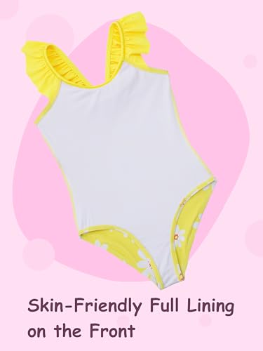 Image of DAXIANG Girls Ruffles One Piece Swimsuits Quick Dry Beach Sport Swimwear Toddler Kids Mermaid Unicorn Bathing Suit 4-10 Years