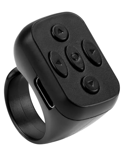 Fingertip Scrolling Ring, Wireless Bluetooth Remote Control Ring Rechargeable Finger Scroller Page Turner Selfie Button Mobile Phone Controller Compatible with IOS Android