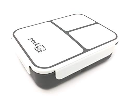 Packtogo Xl Bento Lunch Box With 3 Separately Sealed Food Compartments - Extra Large (Gray) - Packing Larger Portions For Office Or School, For Adults And Kids. Microwave And Dishwasher Safe #TOP23