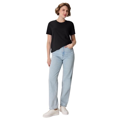 Image of Hanes Women's Perfect-T Crewneck T-Shirt, Lightweight Cotton Short Sleeve Tee for Women