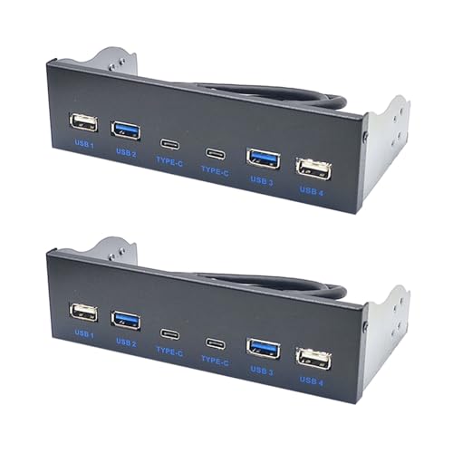 Goufride 2 paneles frontales USB 3.0 para escritorio de 5.25 pulgadas CD-ROM bahía USB 3.0/3.2 19 pines USB 2.0 de 9 pines a 2 USB tipo C