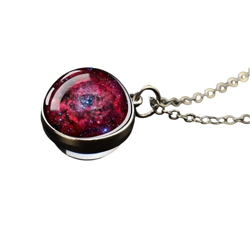 Collier système solaire en argent anti-noircissement pendentif en verre robuste anti-choc
