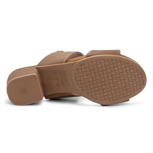 Tamanco Usaflex Feminino Salto Bloco Tresse Camel Ae3201023 34