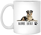 501 Tasse À Café Texte Personnalisé Tricolore Pour Chiot Couché De Berger Australien Tasse À Thé Fine Tasse En Porcelaine Design Café Tasses Pour Papa Cadeaux Cadeau Anniversaire Idée Cadeau 330 ML