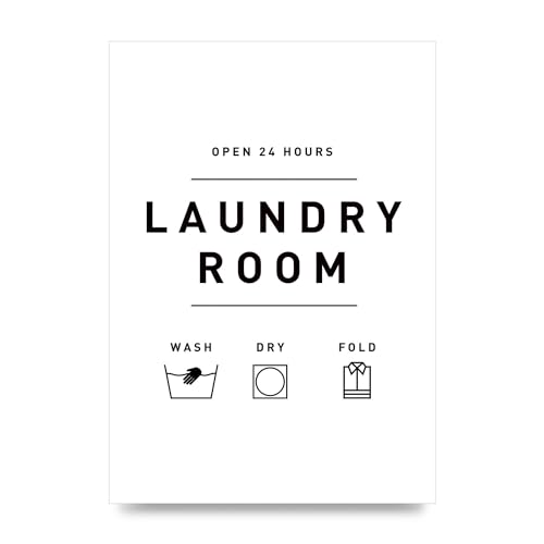 Lithobee - Laundry Room - Printed Wall Art Design in Sizes A2, A3 & A4 Framed in a Stylish Quality Coloured Frame or Unframed (A4 Unframed)