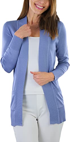 Image of ToBeInStyle Women's Long Sleeve Rib Banded Open Sweater Cardigan