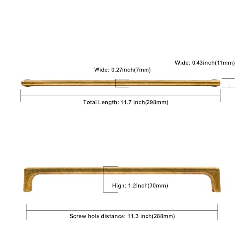 Image of Asidrama 6 Pack 11.3 Inch(288mm) Antique Brass Cabinet Pulls Cabinet Handles Cupboard Handles Kitchen Cabinet Hardware for Cupboard Drawer Pulls