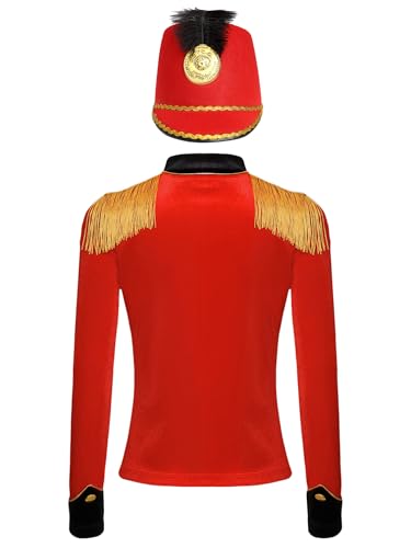 Kids Girls Long Sleeve Zipper Front Velvet Jacket with Drummer Cap for Carnival Marching Band2