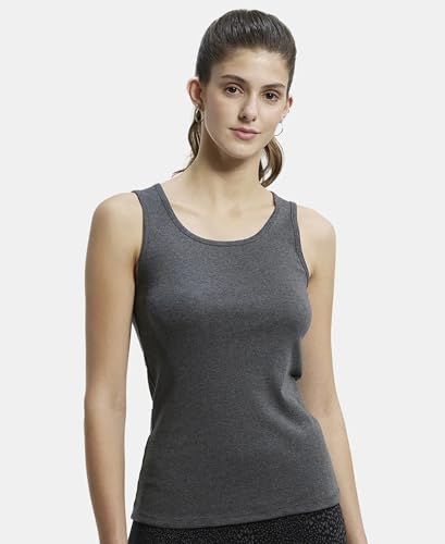 Image of Jockey A113 Women Super Combed Cotton Rib Fabric Slim Fit Solid Tank Top