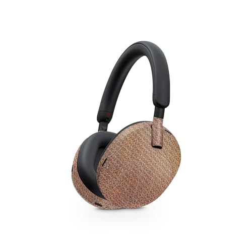 Image of MightySkins Carbon Fiber Skin Compatible with Sony WH-1000XM5 Headphones - Brown Pleather | Protective, Durable Textured Carbon Fiber Finish | Easy to Apply