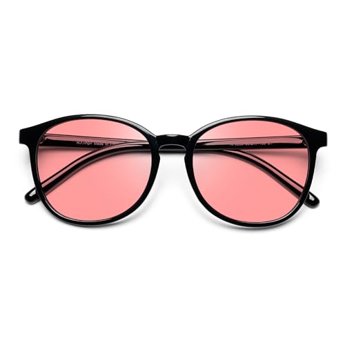 Image of Fluorescent-41 Pink Tinted Blue Light Blocking Glasses for Migraine, Light Sensitivity, Photophobia JF5002